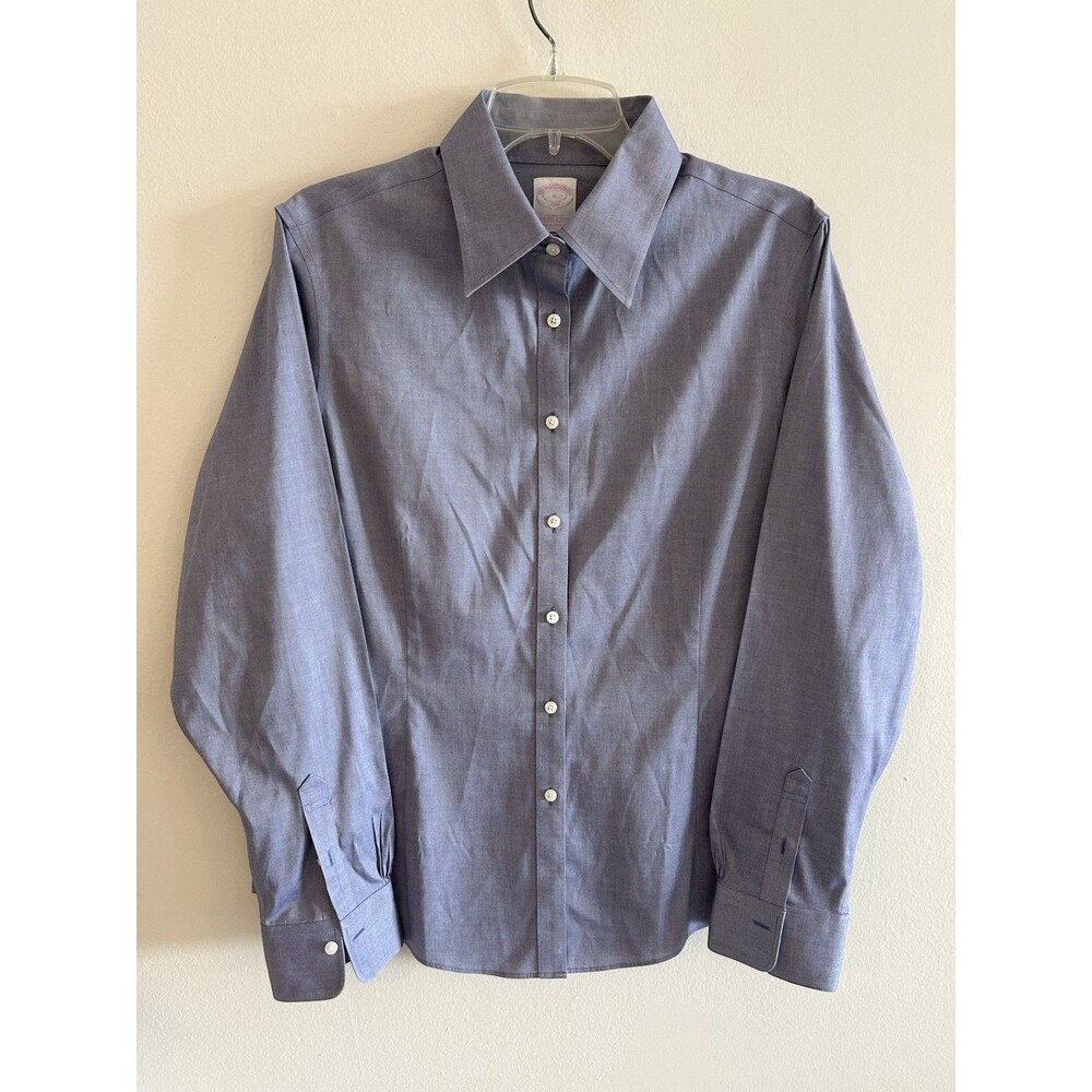 Brooks Brothers 346 Slim Fit Dress Shirt Mens Size 16 Blue Non-Iron All Cotton